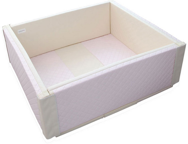 맘마키즈폴더 퀼팅 범퍼침대, 핑크 + 크림
