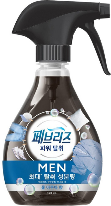 페브리즈 섬유탈취제 맨 쿨 아쿠아향 본품, 370ml, 1개