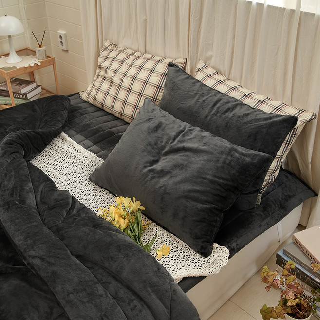 바자르 타임 솔리드 장모 극세사 베개커버 5mm