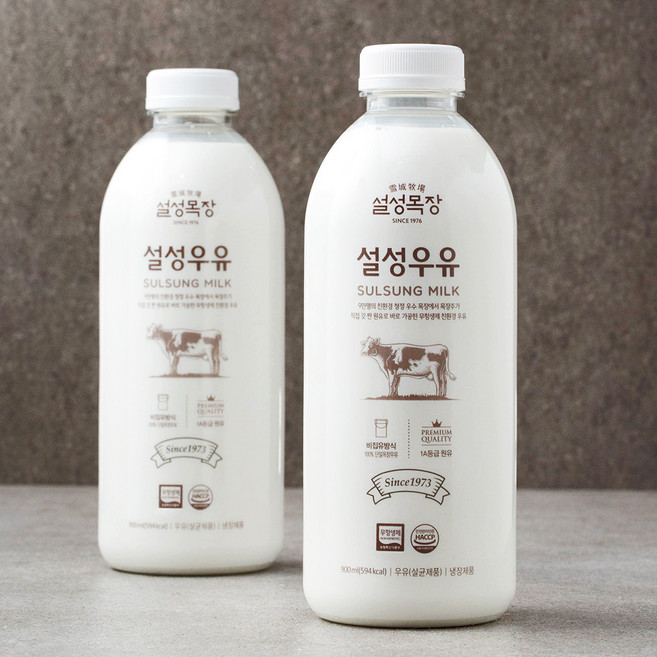 무항생제 인증 설성목장 설성우유, 900ml, 2개