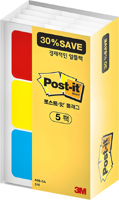 포스트잇 플래그 알뜰팩 파일바인더용 686-5A BRY 3p + PGO 2p, 5개입, 1세트