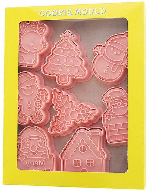 이홈베이킹 지붕위산타크리스마스푸쉬쿠키커터 8종 세트, 1세트
