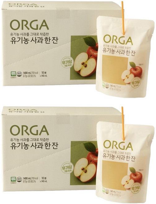 Orga Whole Foods 一杯有機蘋果汁, 140ml, 20個