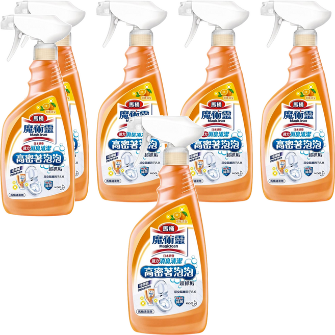 Kao 花王 Magiclean 魔術靈 台灣公司貨 高密泡馬桶清潔劑 噴槍式 柑橘消臭, 500ml, 6瓶