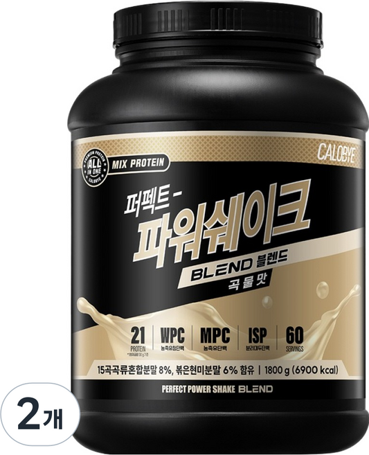칼로바이 퍼펙트 파워쉐이크 블렌드 단백질쉐이크 곡물맛 60회분, 1.8kg, 2개