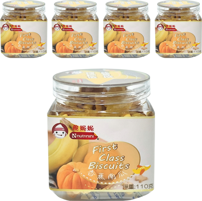 Nnutrinini 脆妮妮 頭等艙飛機餅 1歲以上, 香蕉南瓜, 110g, 5罐