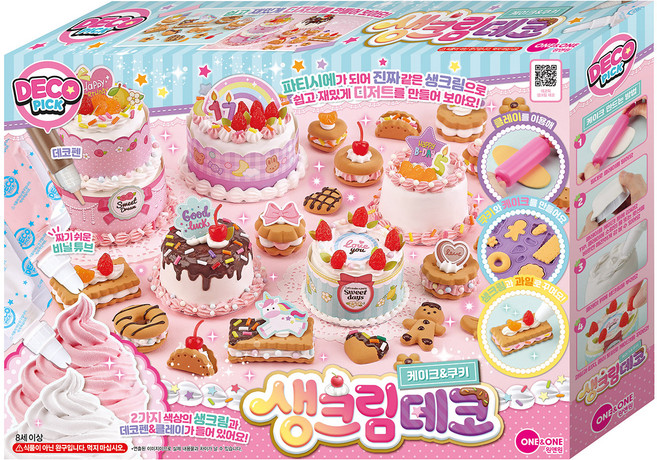 원앤원 데코픽 생크림데코 케이크 쿠키 만들기 세트, 혼합색상, 1개