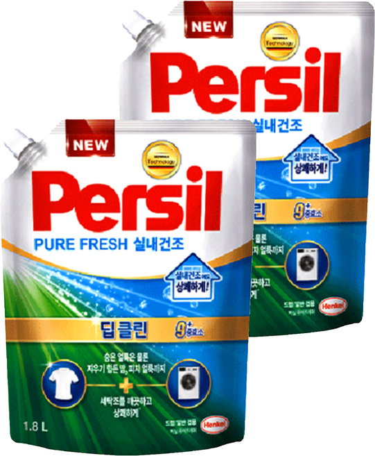 Persil 寶瀅 Pure Fresh 9重酵素室內晾衣型洗衣凝露補充包 普通&滾筒式適用, 1.8L, 2包
