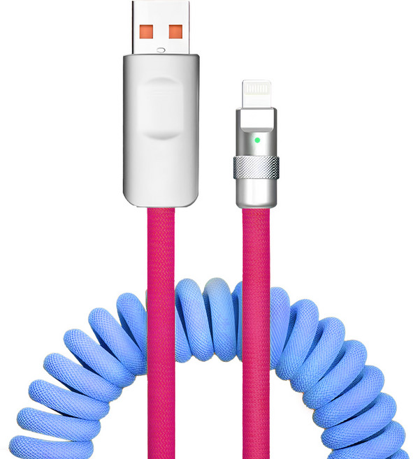 아더어스 코일 라이트닝 고속충전 타입A to 라이트닝 케이블, 65cm, 블루, 1개