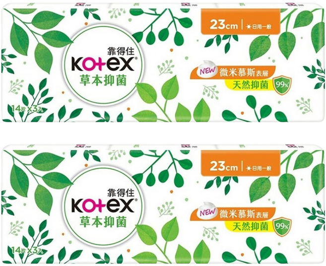 Kotex 靠得住 草本抑菌衛生棉, 23cm, 42片, 2組