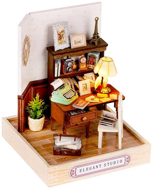 CUTE ROOM 智趣屋 DIY 手作袖珍屋 附防塵罩 QT031, 多色, 1個