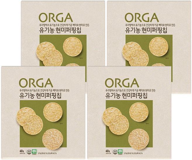 올가홀푸드 유기농 현미 퍼핑칩, 40g, 4개
