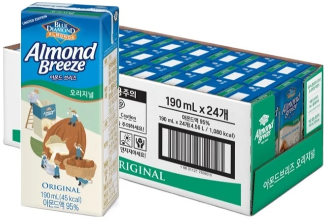 아몬드브리즈 오리지널, 190ml, 24개 - 쿠팡