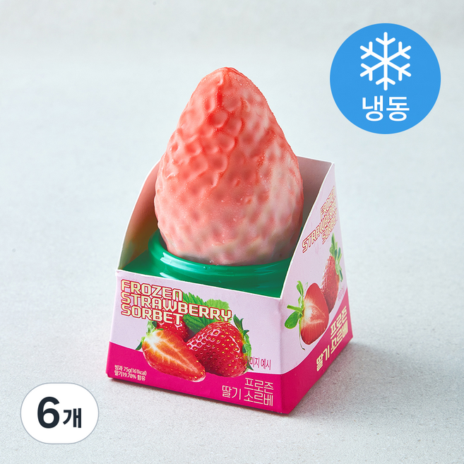 피치코리아 프로즌 딸기 소르베 아이스크림 (냉동), 75g, 6개, 1개입