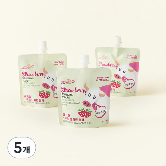 밀키요 스퀴징 요거트 딸기, 120ml, 3개입, 5개