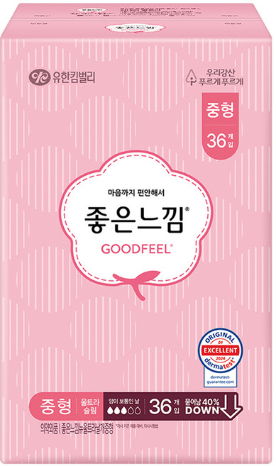 좋은느낌 오리지널 울트라슬림 생리대 날개형, 중형, 36개입, 1개