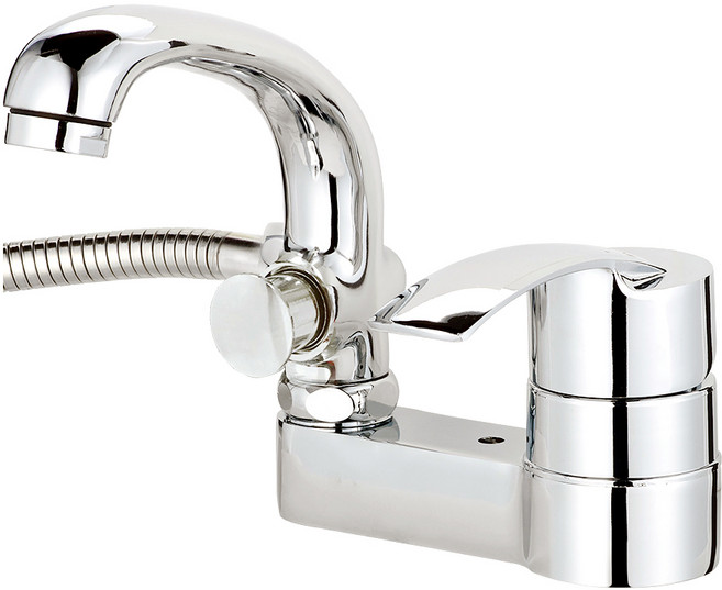 미리내 투홀 거위목 샤워겸용 세면기수전 MP-304A, 1개