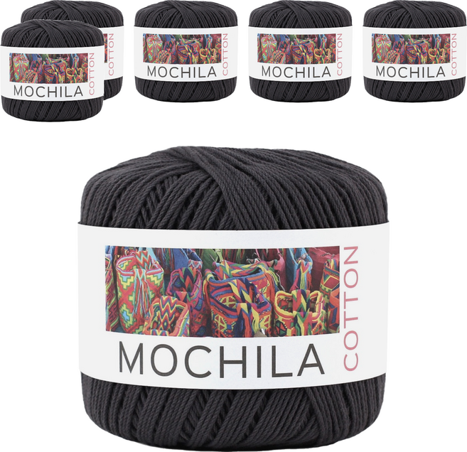 brandyarn Mochila系列 棉針織線, 黑色, 6捲