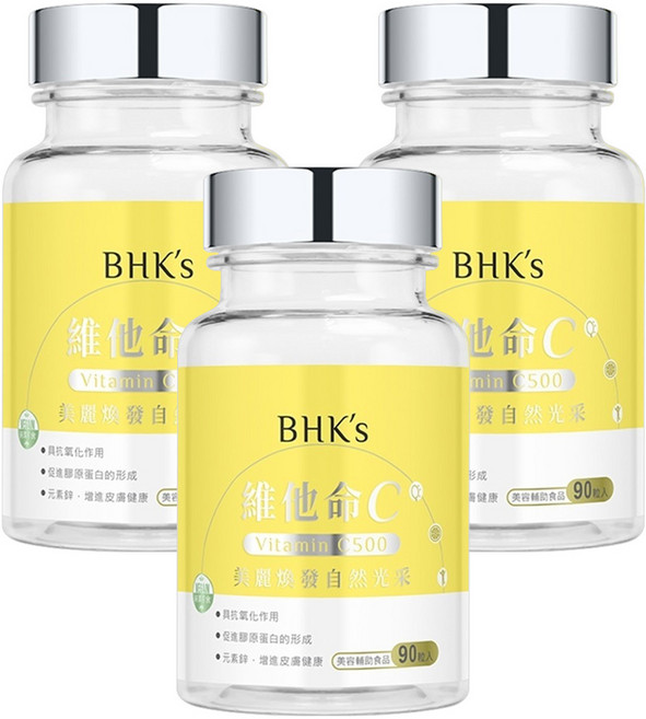 BHK's 維他命C500錠, 90顆, 3罐