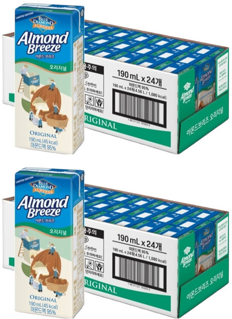 아몬드브리즈 오리지널, 190ml, 48개