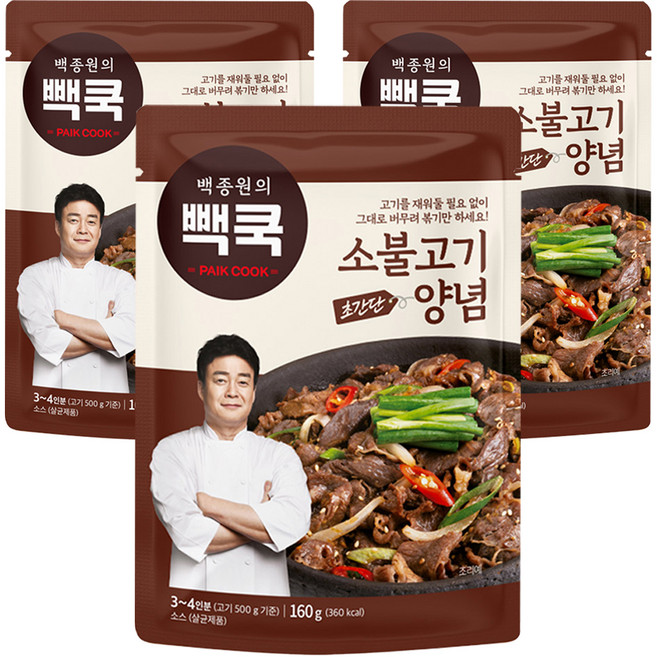 빽쿡 백종원의 소불고기양념, 160g, 3개
