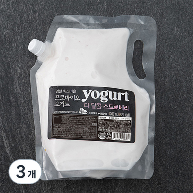 임실치즈마을 요거트 더 달콤 스트로베리, 1.5L, 3개