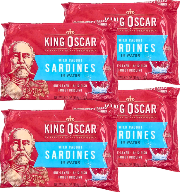 KING OSCAR 迷你沙丁魚 無鹽, 106g, 4個