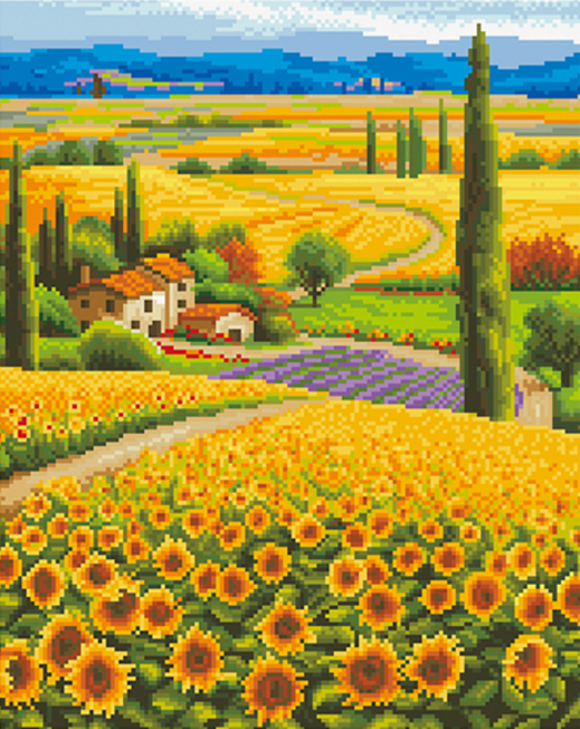 디클레어 액자 캔버스형 보석십자수 DIY 키트 40 x 50 cm, 해바라기 마을, 1세트