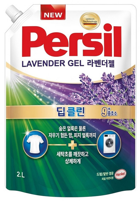 Persil 寶瀅 韓國原裝進口 9重酵素深層清潔洗衣凝露補充包 薰衣草香, 2L, 1包