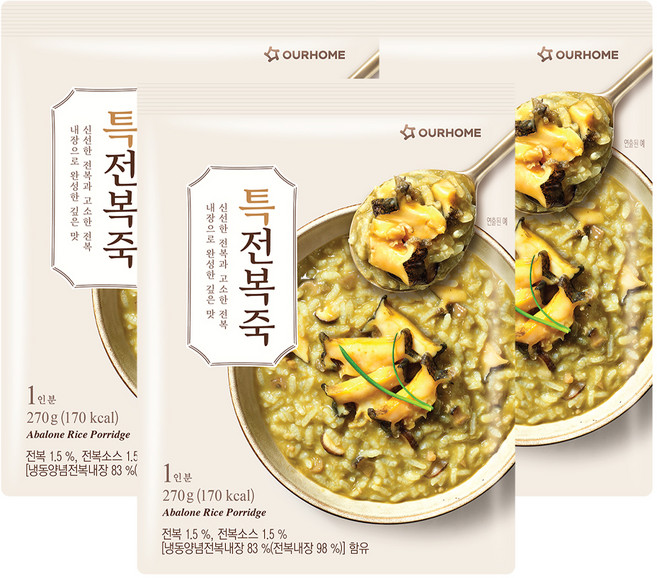 OURHOME 愛味弘 韓國鮑魚粥, 270g, 3包