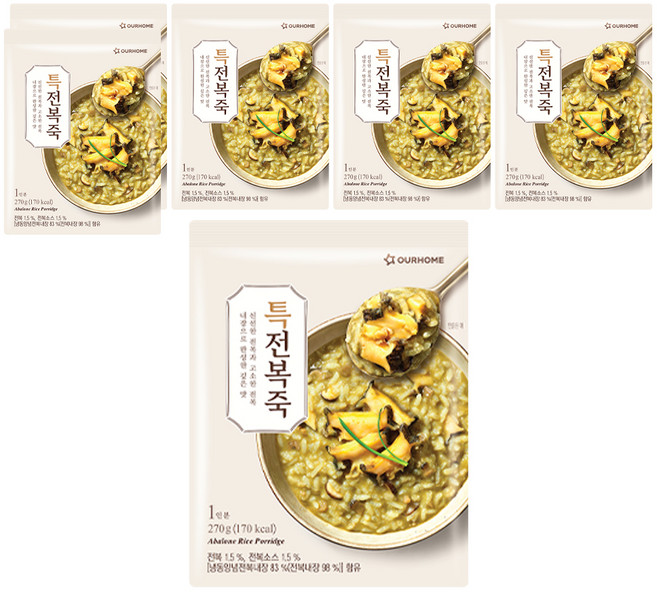 OURHOME 愛味弘 韓國鮑魚粥, 270g, 6包