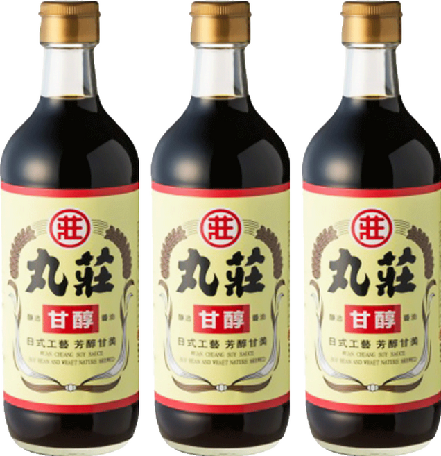 丸莊醬油 甘醇釀造醬油 非基改黃豆 天然發酵 不含防腐劑 味素 焦糖色素 食用酒精, 450ml, 3瓶
