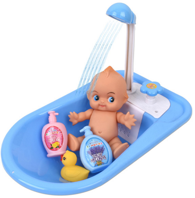 오즈토이 빅사이즈 퐁퐁 물이 나오는 샤워기 욕조 목욕놀이완구, 파랑, 1개