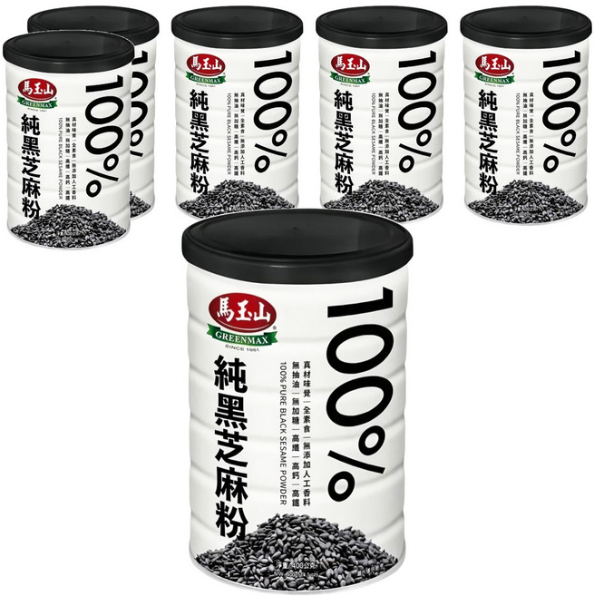馬玉山 100%純黑芝麻粉, 400g, 6罐