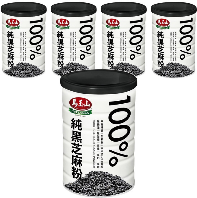 馬玉山 100%純黑芝麻粉, 400g, 5罐
