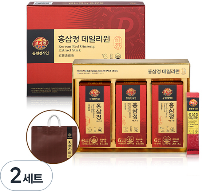 천지인 홍삼정 데일리원 6년근 홍삼 스틱, 300ml, 2개