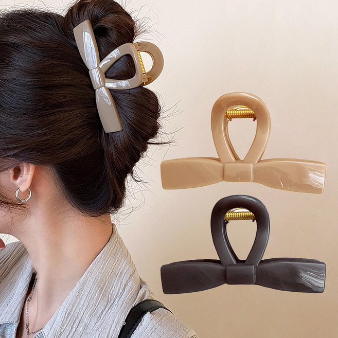 워더미 여성용 10CM 리본 젤리 유광 전체 올림머리 헤어 집게핀 세트 M2015