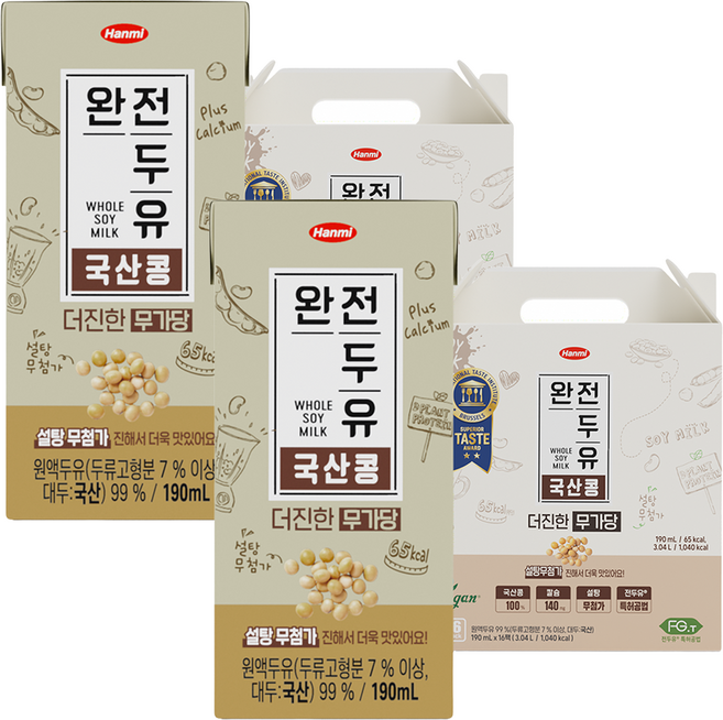 전두유 더진한 국산콩 무가당 두유, 190ml, 32개