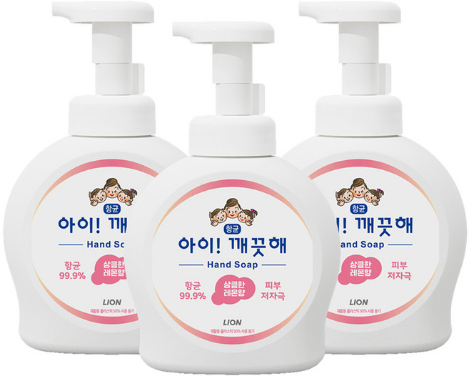 아이깨끗해 핸드워시 용기형 레몬향, 490ml, 3개