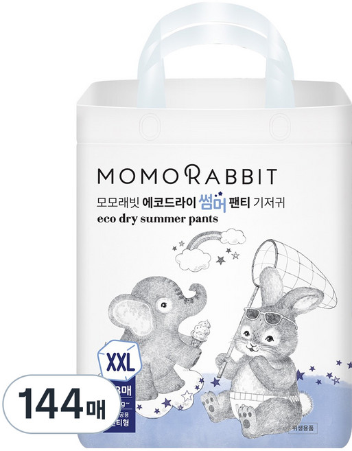 모모래빗 에코드라이 썸머 팬티 기저귀 아동용, 점보형(2XL), 144매