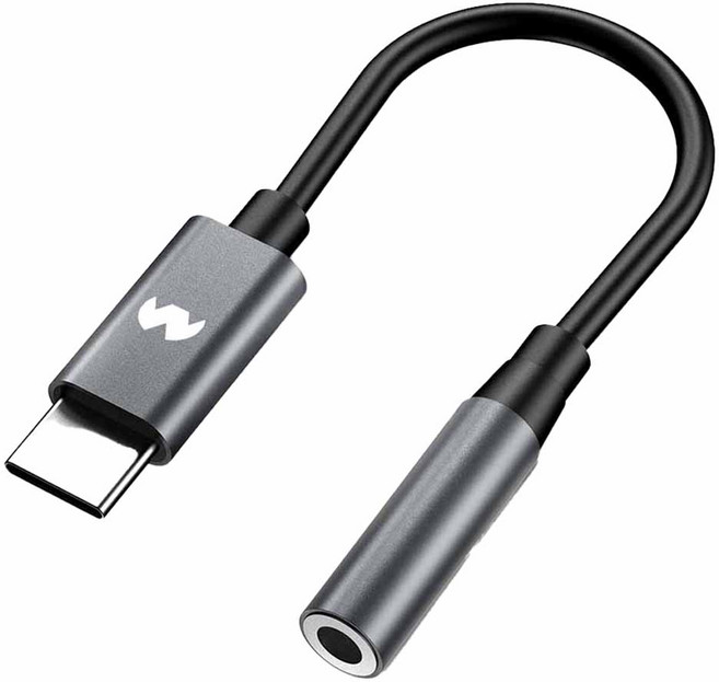 구스페리 C타입 3.5mm 이어폰 변환젠더, 14cm, 다크그레이, 1개