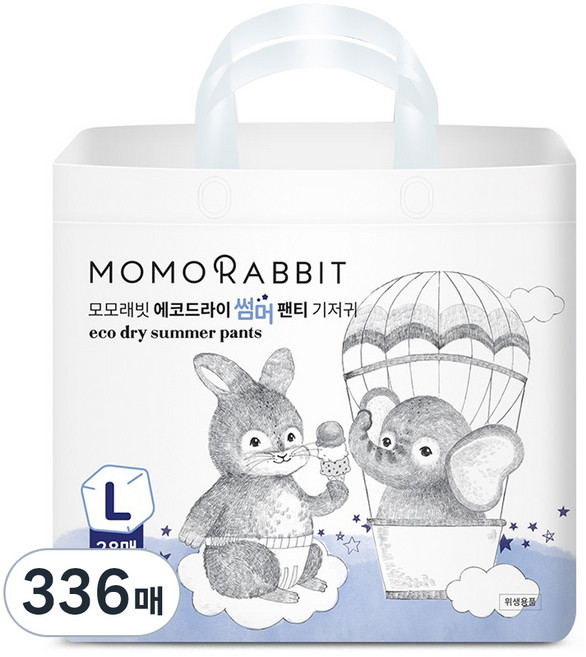 모모래빗 에코드라이 썸머 팬티 기저귀 아동용, 대형(L), 336매