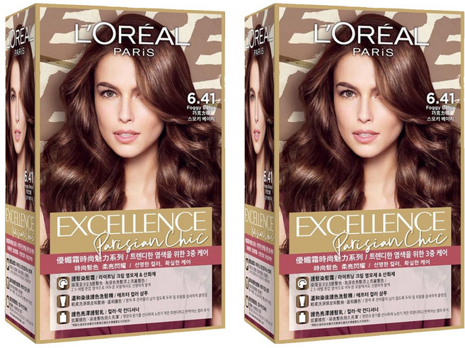 L'OREAL PARiS 巴黎萊雅 台灣公司貨 優媚霜時尚魅力系列染髮霜, 6.41 巧克力棕, 2盒