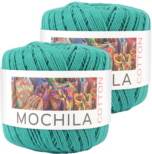 brandyarn Mochila系列 棉針織線 藍綠色 50克/1入 韓國產, 2捲