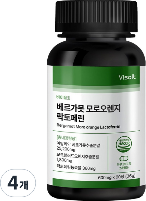 BYSALT 佛手柑摩洛血橙乳鐵蛋白, 4個, 60錠