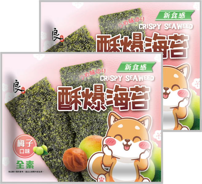 良澔 酥爆海苔 梅子口味, 32g, 2包