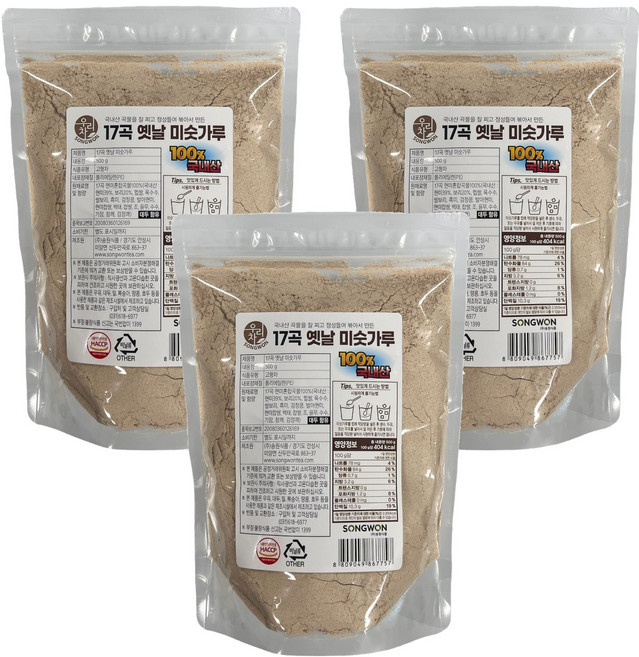 우리차 17곡 옛날 미숫가루, 500g, 3개