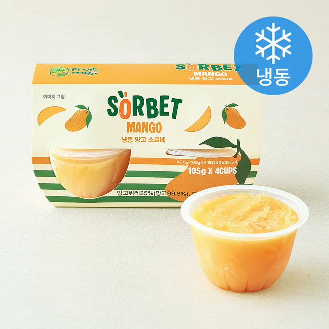 FruitMoji 망고 소르베 (냉동), 105g, 1개, 4개입