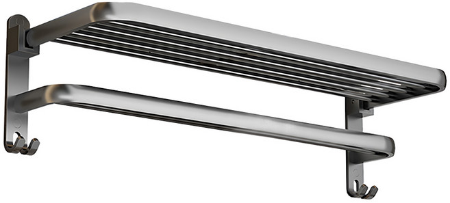 生活家 免打孔系列 多功能置物毛巾架 60x21x18.7cm, 太空鋁, 1個