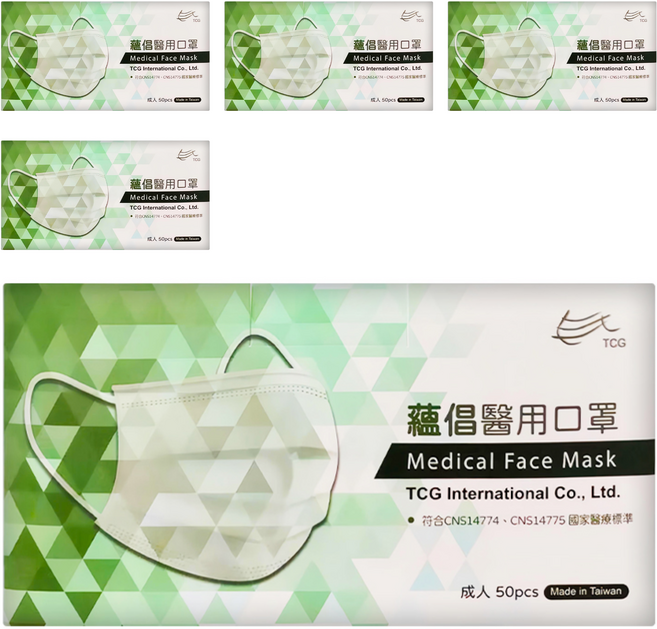 TCG 蘊倡 成人醫用口罩, 乾燥玫瑰, 50片, 5盒